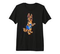 Comic German Shepherd Dog Playing Electric Guitar Premium T-Shirt