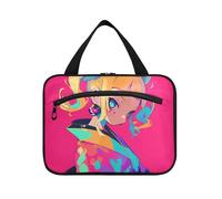 Comic Illustration Beauty Red Hanging Size toiletries for Men with Hook, Designer Portable Snack Bag for Travel Accessories Toilet Bolsa para maquillaje L