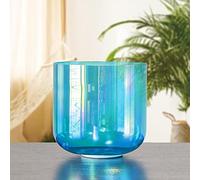 Comic Light Singing Bowl 6" Cyan with Free Sudede Mallet & O-ring, Clear Quartz Crystal Alchemy Bowl for Sound Healing and Meditation (Color : 432Hz, Size : G note)