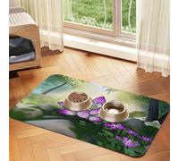 Comic Like Lotus Flower Pet Feeding Mat Dog Cat Eating Food Absorbent Leather Tablecloth for and Water Bowl Waterproof No Stains Quick Dry Non-Slip 23.62 * 15.75IN