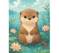 Comic Panel Sketchbook - Otter by the Lotus Lake: A quiet space for drawing scenes, stories, and imaginative worlds.