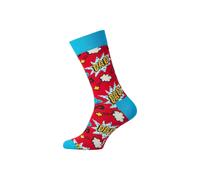 Comic Pattern Cotton Blend Dad Socks Happy Socks Red 4-7