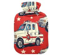 Comic Red Ambulance Car hot-Water Bottle with Soft Cover, 2L hot compresses for The Body for Menstrual Cramps, Menstrual Cramps, Menstrual Cramps