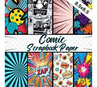 Comic Scrapbook Paper: 20 Double-Sided Sheets, 8.5x8.5 inches. The Perfect Superhero Craft Paper Pad for DIY, Origami, Collage, Junk Journals, Ephemera, Decoupage, Mixed Media Art, and More.
