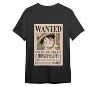 Comic Studio One Piece Camiseta | Monkey D. Luffy Wanted | | XXL T-Shirt, Black, Unisex-Adult, Black, XXL