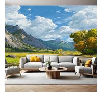 Comic Style Mural Wallpaper Mountain Path Photo Wallpaper 3D Effect 200 x 140 cm Non-Woven Wall Mural Home Bedroom Living Room Tv Background Poster Decoration