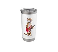 Comic Tiger Plays Electric Guitar Stainless Steel Insulated Tumbler
