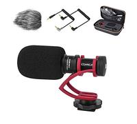 comica CVM-VM10II Compact Condenser Microphone with Wind Muff Microphone Cardioid Shotgun for DSLR Camera Canon, Nikon, Fuji, Sony, Panasonic, Smartphones etc. (Red)