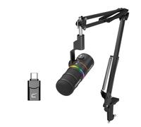 COMICA D10 Pro A XLR USB Dynamic Microphone with Receiver Boom Arm Stand for Gaming/TikTok/Podcast Recording,Support RGB Light Mute Button for PC,Smartphone,Computer,Mac,PS4/5(Black)