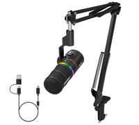COMICA EJoy D10 XLR/USB-C Gaming Microphone for Podcasting Recording,Wired Dynamic Computer Mic for Desktop with Boom Arm,RGB,Mute,Noise Reduction,Gain,for PC,PS4,PS5,Live Streaming,YouTube(Black)
