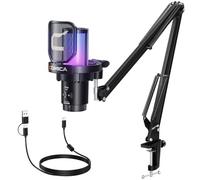 comica Ejoy Uni(A) USB Gaming Microphone with Noise Cancellation, RGB Lights, Monitoring, Muting, Streaming Mic for Computer, PC, PS5, PS4,Phone, Streaming, Podcast,YouTube(Boom Arm)