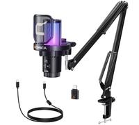 COMICA Ejoy Uni PRO(A) USB Wireless Microphone with Noise Cancellation, RGB Lights, Monitoring, Muting, Boom Arm Mic for Computer, PS5, PS4, Streaming, Podcast, Chat, Twitch, Discord(Black)