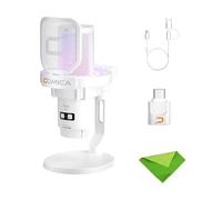 COMICA EJoy Uni Pro (D)-Wireless White Microphone for Computer and Smartphone,RGB Cardioid Condenser Gaming Mic for Podcasting,Streaming,Recording,with Desktop Stand