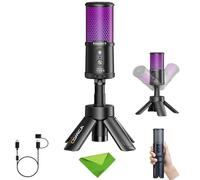 COMICA Ejoy UNI S Gaming Microphone for PC,PS5 and Smartphone,RGB Cardioid Condenser Mic with Tripod Stand, 48kHz/24bit, Noise Cancellation,Black Microphone for Streaming,Recording, Podcasting