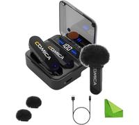 comica Vimo S-UC Black Wireless Lavalier Microphone System 2.4G Dual-Channel Recording Mic with Charging Case for Android & Video Recording,Interview and Vlogging,