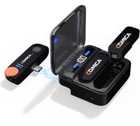 COMICA Vimo S UC Wireless Lavalier Microphone for Android & iPhone 15/16/17, 48kHz Hi-Fi Audio, 200m, 2 Mini Mics with Dual Noise Cancellation, Real-Time Monitoring & Charging, for Vlog TikTok YouTube