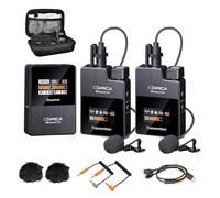 COMICA Wireless Dual Lavalier Microphone, BoomX-D2 2.4G Compact Wireless Microphone System with 2 Transmitter 1 Receiver, Lav Mic for Smartphone Camera Podcast Interview YouTube Live-steam