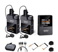 COMICA Wireless Lavalier Microphone, BoomX-D2 Wireless Microphone System with 2 Transmitter 1 Receiver, 2.4GHz Dual Lapel Mic for DSLR Camera Camcorder Smartphone Interview YouTube Live-steam