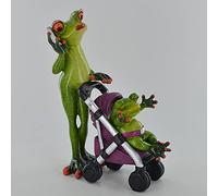 Comical Frogs - Strolling Small Resin Figurine Baby Parents Novelty Home Decor Joke Present Gift H17cm