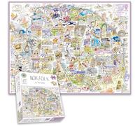 Comical Map Age 3+ Of Norfolk By Tim Bulmer - 1000 Piece Puzzle For Adults, Large Puzzle 66cm X 50cm In Size. Challenging To Complete But Fun And Humorous