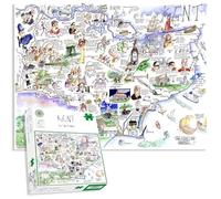 Comical Map Of Kent By Tim Bulmer - 1000 Piece Puzzle For Adults, Large Puzzle 66cm X 50cm In Size. Challenging To Complete But Fun And Humorous