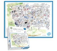 Comical Map Of Yorkshire, Artwork By Tim Bulmer - 1000 Piece Puzzle For Adults, Large Puzzle 66cm X 50cm In Size. Challenging To Complete But Fun And Humorous. Makes A Great Gift For Birthdays