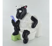 Comical Sheep On Toilet Figurine