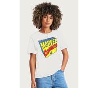 Comics 1990s 3D Perspective Logo Relaxed Fit T-Shirt Marvel White L