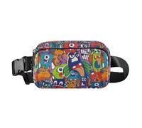 Comics Cartoon Monsters Stylish Waist Pack Crossbody Bag for Men Women Mini Sling Chest Bag with Adjustable Strap for Travel Vacation Running, Comics Cartoon Monsters, One Size