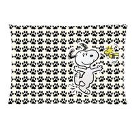 Comics Peanuts Cartoon Snoopy and Woodstock with Footprint Custom Cotton and Polyester Zippered Pillow Cases 20x30 (Twin sides)
