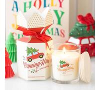 Coming Home for Christmas Spiced Berry Candle - Warm, Nostalgic Scent with Red Christmas Car Design & Wooden Lid for Holiday Ambience