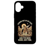 Coming Out of My Cave Dabbing Jesus Christian Religion Humor Case for iPhone 16 Plus
