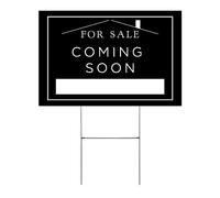 Coming Soon Real Estate Sign for Home | 12 x 18” Yard Sign with H Frame Stake Home for Sale Double Sided Open House Realtor For Sale by Owner Classy White Minimalist Modern