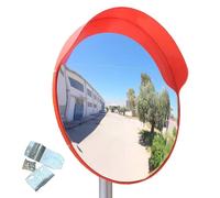 Comioke Diameter 30 cm Safety Mirror, Convex Mirror, Traffic Safety Mirror, Surveillance Mirror, Observation Mirror, Traffic Mirror Room Decoration for Driveways, Warehouses, Garages (Red)