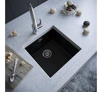 Comite Single Bowl Inset or Undermounted Kitchen Sink - Over Size: 440x440x211mm - with WASTES - Matt Black