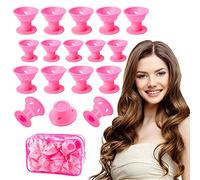 Comius Sharp 40 Pcs Magic Silicone Hair Curlers Soft Curlers Set, 20 Pcs Large+20 Pcs Small - No Heat No Clip Long Short Hair Care Free DIY Sleep Styling Tools for Women Girls (PINK)