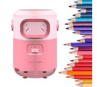 Comius Sharp Fully Automatic Electric Pencil Sharpener, Rechargeable Auto-Stop Sharpener for 6.5-8 mm Pencils & Colouring Pencils, Portable and Safe for Children, Home, Office, School (Pink)
