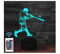 Comiwe Baseball (C) 3D Illusion Night Light Toy,16 Colors Change Smart Touch & Remote Control,Home Decor LED Bedside Table Desk Lamp,Christmas Birthday Gift for Girls Boys Kids Adults Friends & Family