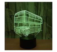 Comiwe Double-decker Bus 3D Illusion Night Light Toys,16 Colours Change Smart Touch & Remote Control,Home Decor LED Bedside Table Desk Lamp,Christmas Birthday Gift for Girls Boys Kids Friends & Family