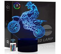Comiwe Motocross 3D Illusion Night Light Toy,16 Colours Change Smart Touch & Remote Control,Home Decor LED Bedside Table Lamp,Christmas Birthday Gift for Boys Adult Friends & Family Motorcycle Lovers