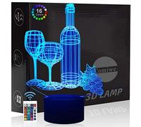 Comiwe Wine Glass 3D Illusion Night Light Toys,16 Colours Change Smart Touch & Remote Control,Home Decor LED Bedside Table Desk Lamp,Christmas Birthday Gift for Girls Boys Kids Adults Friends & Family