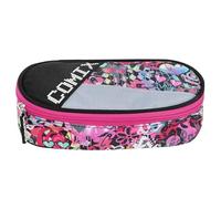 Comix Bright - School Pencil Case, Oval Pencil Case for Children and Teenagers, Ideal for Storing Stationery, with Practical Zip Closure, Organized Interior, 22 x 5 x 7 cm, Pink, Casual