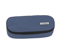 Comix - Oval School Pencil Case for Children and Teenagers, Ideal for Storing Stationery, with Internal Divider with Elastic Loops and Practical Zip Closure, 22 x 5H x 7 cm, Dusty Blue