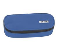 Comix - Oval School Pencil Case for Children and Teenagers, Ideal for Storing Stationery, with Internal Divider with Elastic Loops and Practical Zip Closure, 22 x 5H x 7 cm, Cobalt, Cobalt, Casual