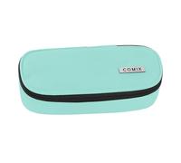 Comix - Oval School Pencil Case for Children and Teenagers, Ideal for Storing Stationery, with Internal Divider with Elastic Loops and Practical Zip Closure, 22 x 5H x 7 cm, Aquamarine