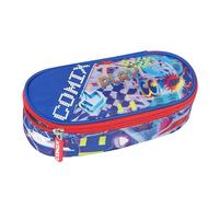 Comix Ultra Bright Oval Pencil Case Organized for Children and Teenagers, Ideal for Storing Stationery, with Practical Zip Closure, Interior with Elastic Loops on The Sides, 22 x 5 x 7 cm, Blue