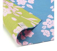 Comledge Furoshiki Japanese Wrapping Square Cloth Extra Large 41.3inch (105cm) Reversible Cotton made in Japan (Japan Import) (Cherry Blossom, Blue & Green) J-SSFS021