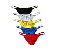 COMLIFE Men's Ice Silk String Bikini Underwear Thin Bulge Pouch Triangle Briefs Underpants Bikini Briefs, Black/White/Yellow/Blue/Red, L