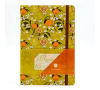 COMMA Bloom Series A5 Size Hardback Notebook 160 Pages 100gsm Natural Paper PU Cover Lime Green