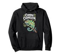 Comma Chameleon Funny Reptile Quote Jungle Pullover Hoodie